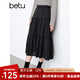 百圖betu女裝2025春季新款半身裙高腰寬松燙鉆中長(cháng)款 裙子女2501T55 黑色 M