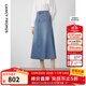 朗姿法式牛仔a字高級感氣質(zhì)半裙顯瘦長(cháng)款女秋季新款半身裙 天藍色2 S