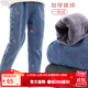 多妙屋女童加絨牛仔褲兒童加厚褲子春秋外穿韓版大童秋裝 【加絨愛(ài)心款】深藍3666 140cm