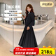冊裁（CECAI）學(xué)院風(fēng)灰色西服套裝女2025春季新款寬松顯瘦西裝百褶裙兩件套 黑色(西服+半身裙） XL