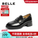 百麗（Belle）牛皮樂(lè )福鞋女商場(chǎng)同款厚底增高百搭單鞋A5Z1DAA4 黑色 37