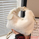 萊樞匯秋冬季新款毛絨手提包時(shí)尚百搭斜跨女包小眾毛茸褶皺單肩包高級感 白色毛絨包