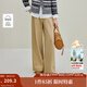 茵曼2025秋冬女裝新款100棉通勤休閑高腰闊腿褲顯瘦寬松西裝褲 卡其色 27