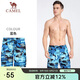 駱駝（CAMEL）男士泳衣平角防尷尬寬松溫海邊休閑沙灘褲 Y0S2VaZ621 藍(lán)色 XL