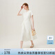 范思藍恩夏季圓領(lǐng)抽繩褶皺設計感連衣裙女2024夏裝新款白色高腰A字裙女 奶白色 L