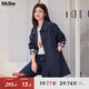 MsShe【設(shè)計感格紋風(fēng)衣外套女】大碼女裝2025秋季胖mm顯瘦高級感外套 藏青藍(lán)色25年9月15日到貨 2XL
