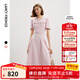 朗姿法式小香風(fēng)氣質(zhì)高級感裙子女裝秋季新款收腰通勤連衣裙 石鹽粉色 L