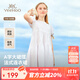 英氏（YEEHOO）女童連衣裙兒童裙子夏季薄款純棉淑女公主裙中大童裝洋氣夏裝新款 泡泡袖-白色 130