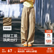 森馬（Semir）休閑褲女松緊腰闊腿褲高街酷颯風(fēng)夏設(shè)計感抽繩工裝褲潮流潮酷 咖色調(diào)00355 XL