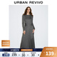 UR2025秋季新款女裝潮流假兩件綁帶收腰連衣裙UWJ750082