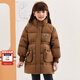 MiniPeace【太陽(yáng)系列】太平鳥(niǎo)女童羽絨服中長(cháng)款冬裝甜美小熊 咖啡色 160 cm
