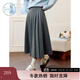紫涵（ZIHAN）紫涵【精英衣櫥】灰色格紋百褶裙女2025冬季新款高腰顯瘦a字長(zhǎng)裙 灰色格紋 XL