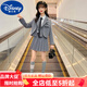 迪士尼（Disney）童裝女童套裝秋裝jk2025新款學(xué)院風(fēng)西裝襯衣百褶裙兒童女孩小西服 熱售灰色三件套（外套+裙子+鏈條） 130 身高120-130cm年齡7-8歲