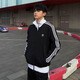 ADIDAS TECHFIT阿迪達斯三葉草運動(dòng)衛衣男女同款立領(lǐng)刺繡三條杠潮牌休閑夾克外套 黑色 XL 建議135-155斤