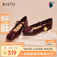 百思圖【喬欣同款】莫奈花園法式瑪麗珍M3173AQ5紅色 37