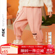 ASK JUNIOR女童褲子25秋冬保暖小童立體小兔華夫格長(cháng)褲復合毛絨褲 粉色 120
