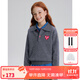 ELLE KIDS童裝 學(xué)院風(fēng)愛(ài)心繡標針織女童秋裝翻領(lǐng)毛衣/半身裙可選 灰色-上衣 165 (M)