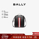 BALLY巴利【秋季煥新】男包牛皮革經(jīng)典條紋單肩包斜挎包6308448 黑色 