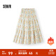 森馬半身裙女油畫(huà)風(fēng)碎花蛋糕裙多巴胺2025夏新款甜美A字長(cháng)裙浪漫 黃色調00333 M