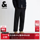 杰克·瓊斯（JACK&JONES）男裝25年秋冬季加絨褲男士加厚衛褲束腳松緊腰抽繩運動(dòng)休閑長(cháng)褲子 E43純黑色 31 175