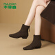 木林森（MULINSEN）女鞋時(shí)尚秋冬女士短靴子通勤百搭廋廋靴女 深棕色 39