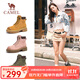 駱駝（CAMEL）【戈壁】工裝靴短靴戶外登山鞋踢不爛大黃靴女馬丁靴 L23W076036土黃 38