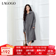 LAGOGO【抗起球】半拉鏈針織連衣裙女拉谷谷2024年冬新款中長(cháng)裙 灰色 L (165)