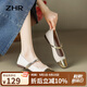 ZHR單鞋女秋季淺口瑪麗珍鞋子鏡面一字式搭扣女鞋 AH335 白金 38 