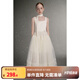ELLE KIDS童裝 緞面背心網(wǎng)紗連衣裙女童夏季新款優(yōu)雅輕盈蓬感裙子 米白色 120 （110/120）