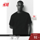 H&M男裝女裝T恤2025秋季新款柔軟重磅基礎寬松版短袖上衣1232194 黑色 S 170/92