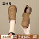 ZHR樂(lè )福鞋女復古輕便厚底單鞋女時(shí)尚金屬扣舒適勃肯鞋 JF19 栗色 38
