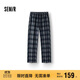 森馬（Semir）休閑褲女冬格子加絨長(cháng)褲寬松2025鹽系復古潮流闊腿褲109725127005