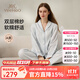 英氏月子服 A 類(lèi)孕婦睡衣純棉月子服可外穿哺乳喂奶家居服套裝 竹影藍 165L【建議體重120-140斤】