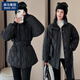 棉致收腰羽絨棉服女短款2025年新款小個(gè)子時(shí)尚流行顯瘦冬季羽絨棉衣外 黑色 M