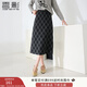 香影摩登格紋半身裙女深灰2025秋季新款優(yōu)雅復古后開(kāi)叉高腰裙子 深灰 S 155/60A/85-95斤