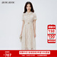BUOUBUOU白月光2025春夏新品法式刺繡蕾絲高腰翻領(lǐng)泡泡袖連衣裙女 米白W81 L