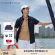 TOMMY HILFIGER【舒適府綢】夏季男裝商務(wù)休閑易打理短袖襯衣襯衫男外套 藏青色FAP M （推薦：135-150斤）
