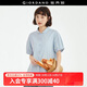 佐丹奴短袖襯衫女新款純棉彼得潘領(lǐng)燈籠袖小眾休閑襯衣女18344204 68霧藍 M