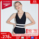 速比濤（Speedo）泳衣女噪點(diǎn)系列抗氯顯瘦復古寬腰帶ins風(fēng)休閑溫泉度假連體泳衣 黑色/白色 M (高158-165cm,重50-57kg)