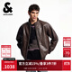 杰克·瓊斯（JACK&JONES）男裝士夾克羊皮革插袋時(shí)尚長(cháng)袖寬松立領(lǐng)經(jīng)典舒適上衣225410002 E09巧克力棕 常規 M （175）