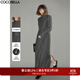 COCOBELLA預售手工壓褶半高領(lǐng)赫本風(fēng)長(cháng)袖連衣裙女秋氣質(zhì)長(cháng)裙FR3015 深花灰 L