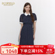 Scofield優(yōu)雅氣質復古波點印花百褶中長連衣裙女裝夏季新款 藏青色（爆款加單） L 170