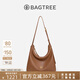 BAGTREE包包樹(shù)圖南植鞣牛皮腋下hobo女包2025年新款單肩斜挎包通勤餃子包 烤棕色-中號 高級小眾