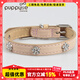 puppytie寵物用品狗狗項圈不勒脖皮質(zhì)泰迪飾品小型中型犬小狗脖圈頸圈牽引 櫻花粉（請備注名字和家長(cháng)手機） S-(脖圍27.0-34.5cm)