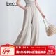 百圖betu女裝2025夏季新款休閑褲松緊腰頭山本褲闊腿褲褲子女2504T75 蕎麥色 S