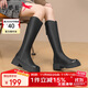 紅蜻蜓騎士靴女秋冬長(cháng)筒靴厚底高筒靴百搭瘦瘦靴皮靴WTC43811黑色38
