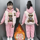 藍貝妮童裝女童加絨套裝秋冬款洋氣兒童衣服冬季運動(dòng)加厚衛衣小女孩冬裝 粉色三件套 120 碼建議身高110CM