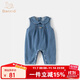 班喜迪嬰兒衣服秋裝嬰幼兒超萌牛仔連體衣春秋女寶寶洋氣韓版外出背帶褲 藍色 80cm