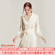 珊目爾【新復古回溯】真絲睡衣女長(cháng)袖襯衫裙100%桑蠶絲家居服蕾絲高級感 米白色 M (160)適合80-105斤穿著(zhù)