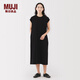 無(wú)印良品（MUJI）女式 雙股天竺編織法國袖連衣裙 女裝裙子連身裙長(cháng)裙夏季BB2S4A5S 黑色 M （160/84A）